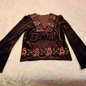 Brown velvet blouse